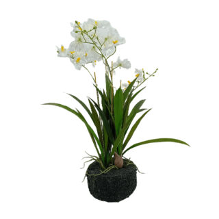 Műnövény selyem szirmú orchidea fehér 50cm