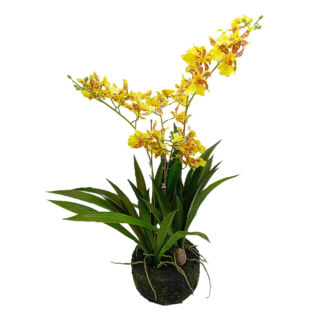 Műnövény selyem szirmú orchidea sárga 50cm