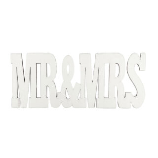 Natúr fa - Mr & Mrs 25cm felirat fehér