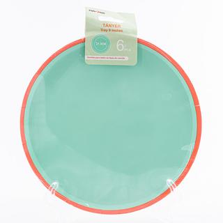 Papír tányér narancs/menta 6db (21,5cm)