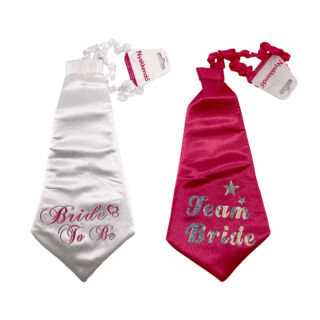 Party nyakkendő bride to be fehér, team bride pink 38cm