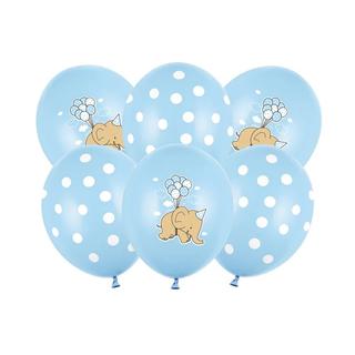Pasztel kék lufi elefántos 6db 30cm