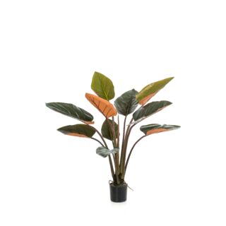 Philodendron, selyem, zöld/burgundi 120 cm