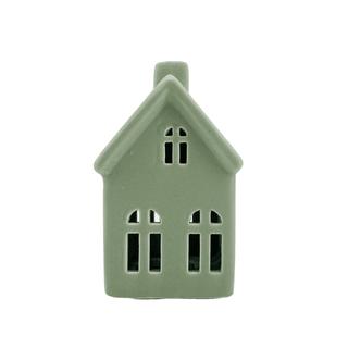 Porcelán házikó 3 ablak zöld10cm