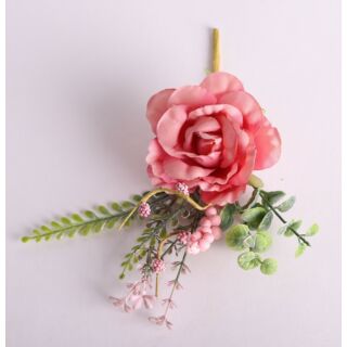 Rózsa pick +buxus + bogyó 19cm