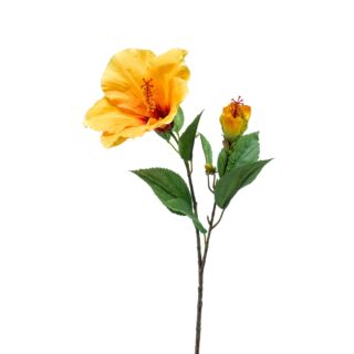Selyem Hibiszkusz szálas, 2 virágos sárga 65 cm