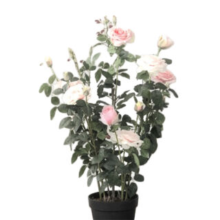 Selyemvirág rózsabokor műanyag kaspóban  127cm rózsaszín