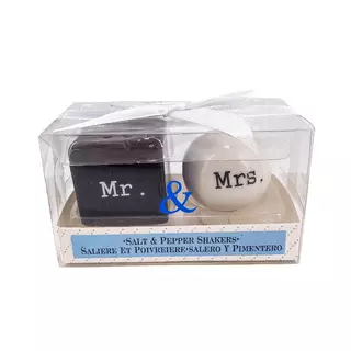 Só és bors szóró szett kerámia PVC dobozban 'MR&amp;MRS'