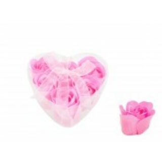 Szappan rózsa szett rózsaszín szív dobozban 6db 4cm
