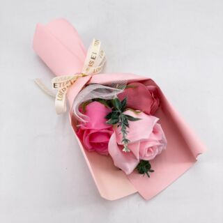 Szappanrózsa csokor rózsaszín  24,5x 10x6cm