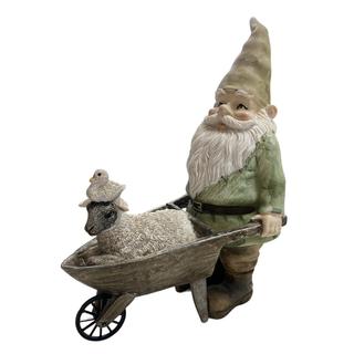 Törpe talicskával 15x9x19,5cm zöld
