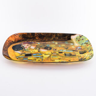 Üveg szögletes tál 35x25x2cm "Klimt Kisss" I.díszdobozban