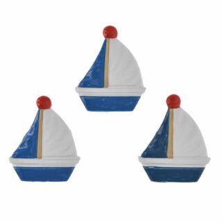 Vitorlás hajó öntapadós poly 4,1x4,8x0,7 cm kék,fehér  3db