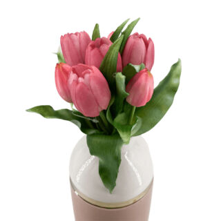 Zártfejű élethű gumi tulipán 7db/csokor - Mályva