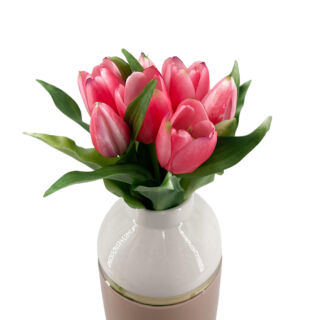 Zártfejű élethű gumi tulipán 7db/csokor - Pink