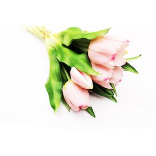 Zártfejű élethű gumi tulipán 7db/csokor - Rózsaszín
