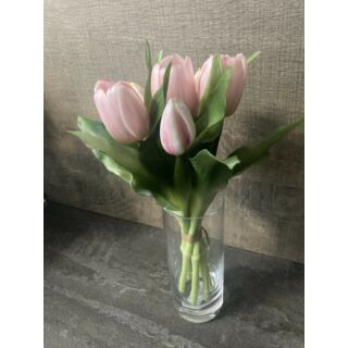Zártfejű élethű gumi tulipán 7db/csokor - Rózsaszín