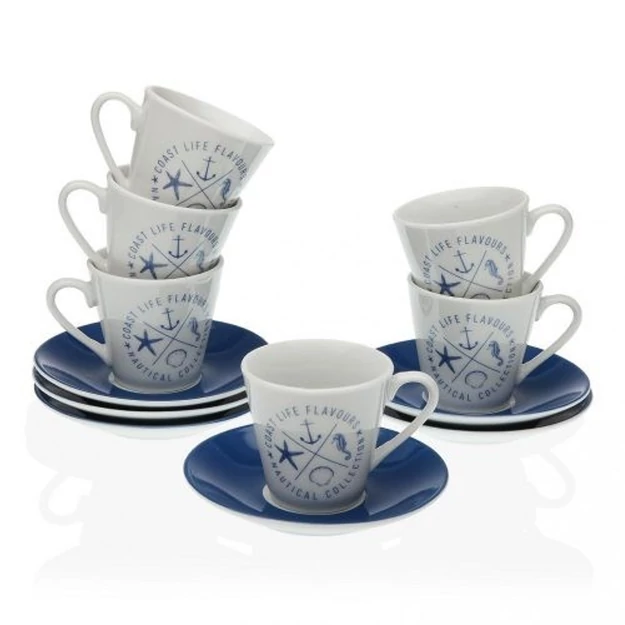 Porcelán kávés szett 6db-os tengeri