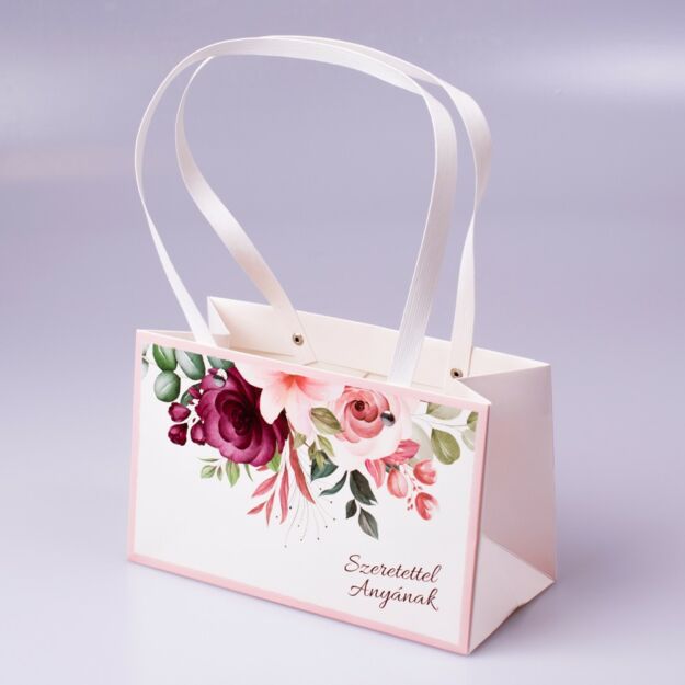 "Szeretettel Anyának" feliratos  virág táska 22x10,5x13,5cm