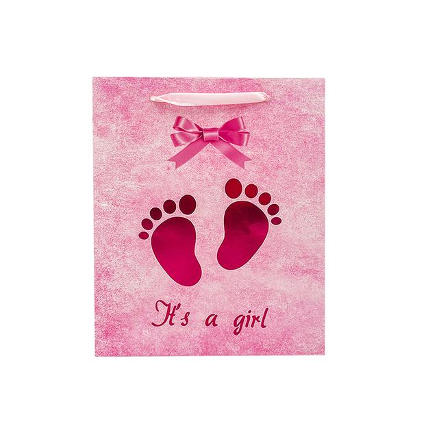 Ajándéktasak Baby, fényes tappancs  18x10x23cm rózsaszín