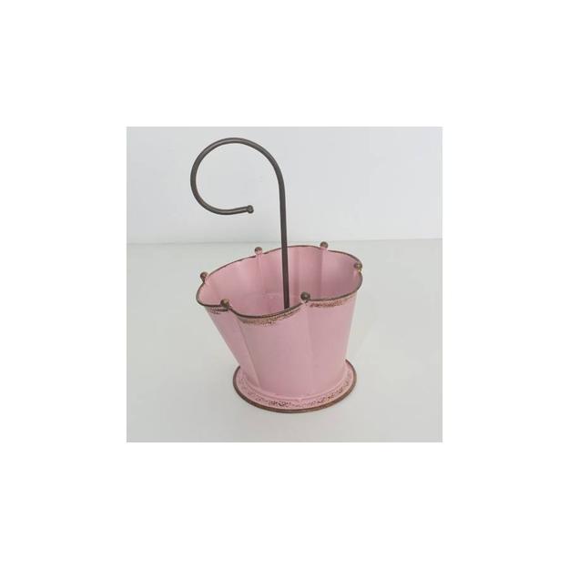 Bádog kaspó esernyő pink 20x15/29cm