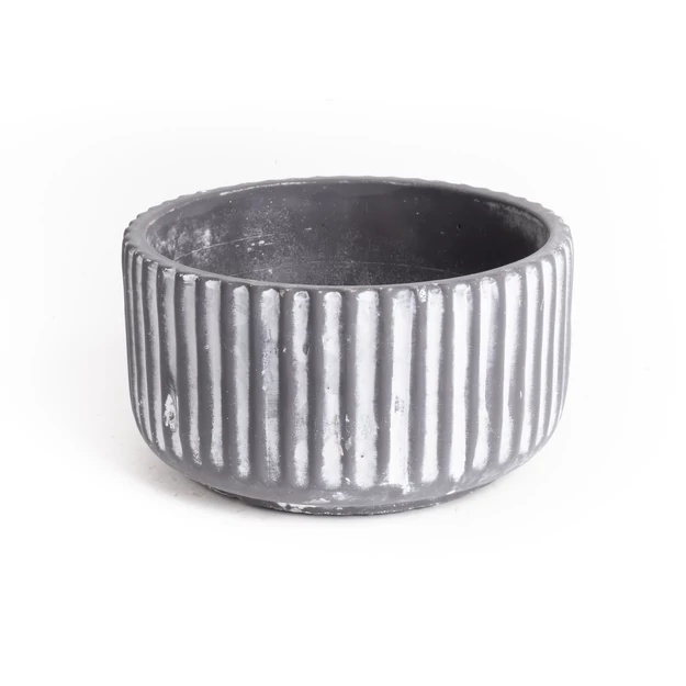 Beton kaspó tál szürke bordás 17x9cm