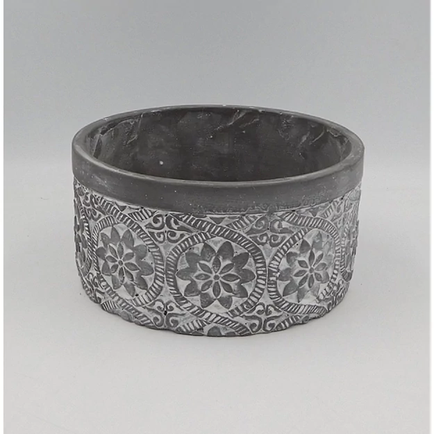 Beton kaspó tál szürke  vir.21x10cm