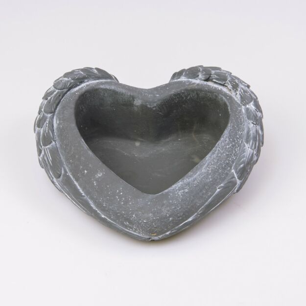 Cement kaspó, szív forma  sötét szürke  18,5x18,5x7,5cm