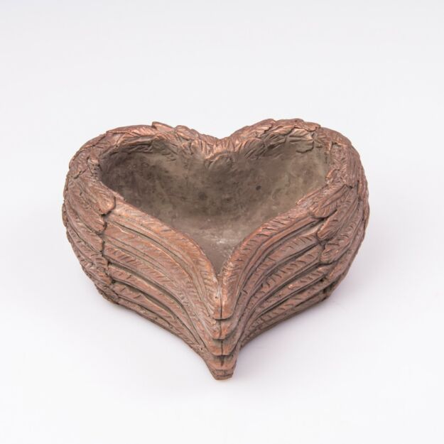 Cement kaspó, szív forma szürke-arany  20x18,5x8,5cm