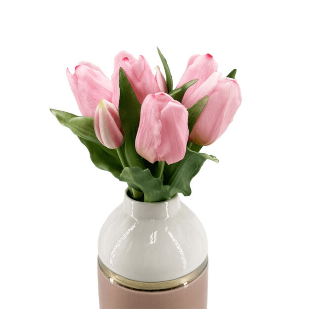 Csúcsosfejű élethű gumi tulipán 7db/csokor - Rózsaszín