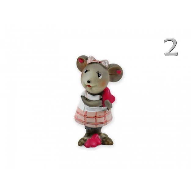 Egér lány álló szívvel rózsaszín 8cm