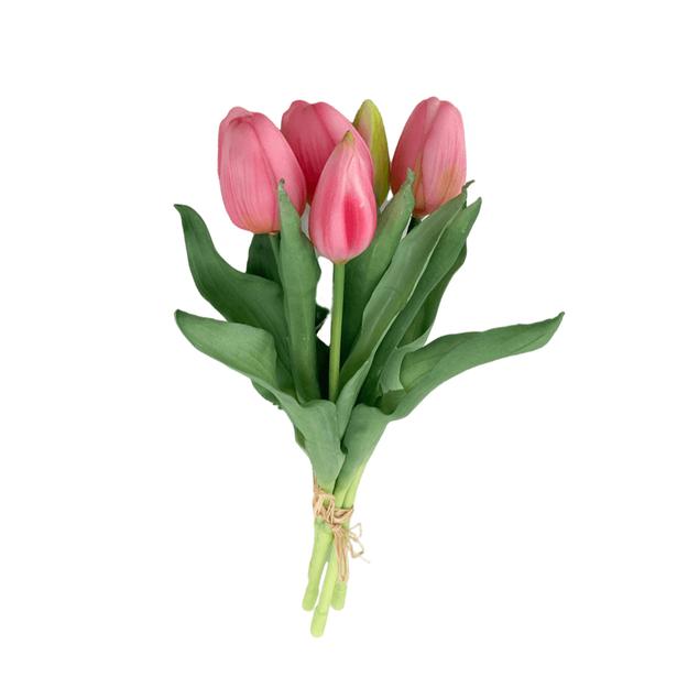 Élethű gumi tulipán csokor 35cm, választható