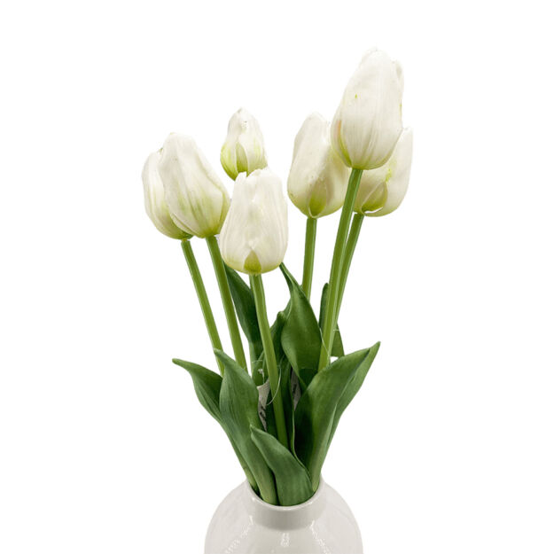 Élethű szálas gumi tulipán - fehér