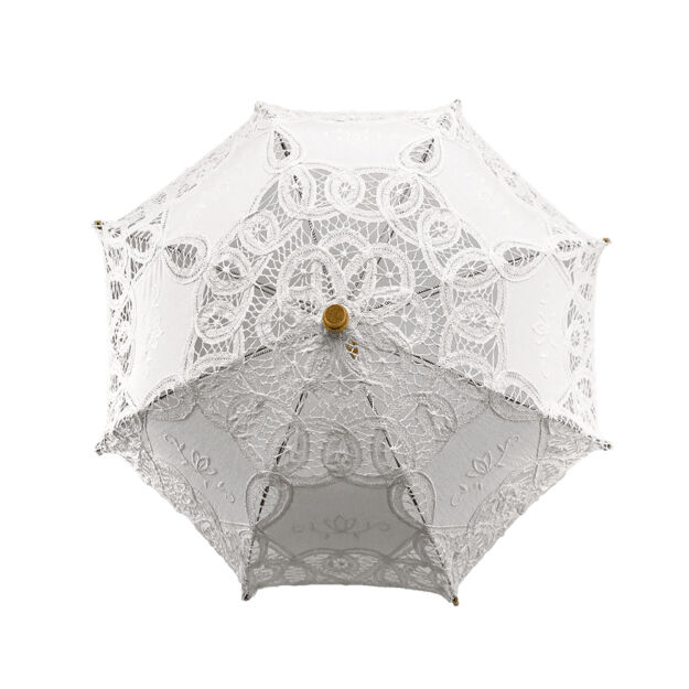 Esernyő csipke krém virágos hímzett 42cm, átmérő 45cm