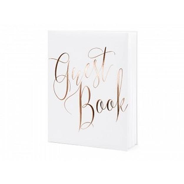Esküvői vendégkönyv 20x25,5cm fehér-rosegold 22 lapos