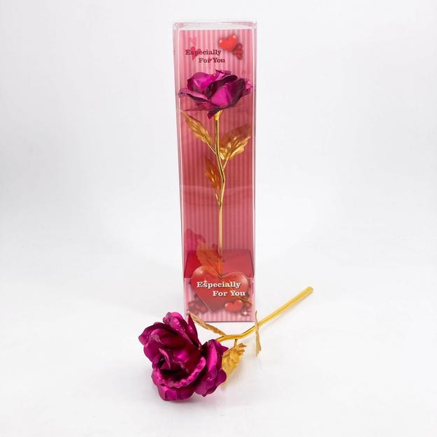 Fémrózsa dobozban 28x7x7cm pink/db
