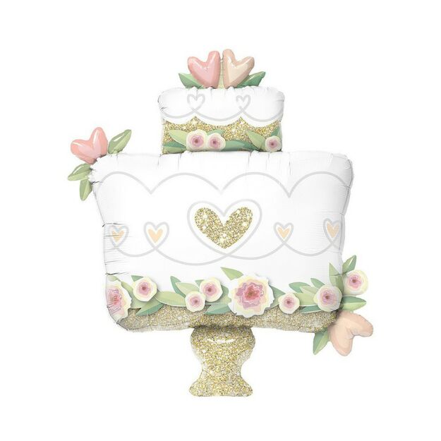 Fólia lufi glitteres esküvői torta 104 cm