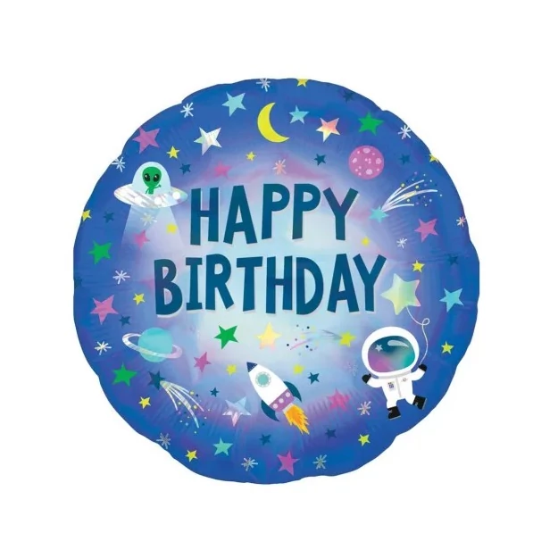Fólia lufi Happy Birthday űrhajós 45cm