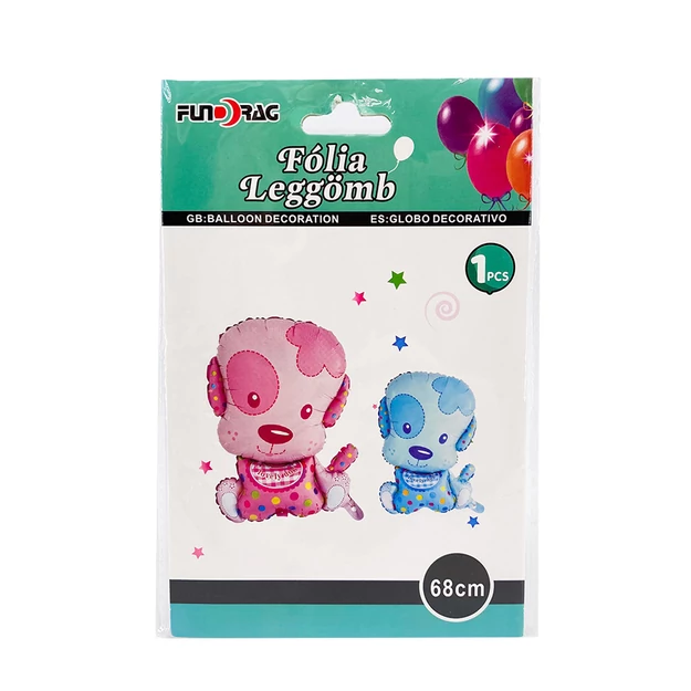 Fólia lufi kutya 68 cm (levegővel tölthető) rózsaszín, kék