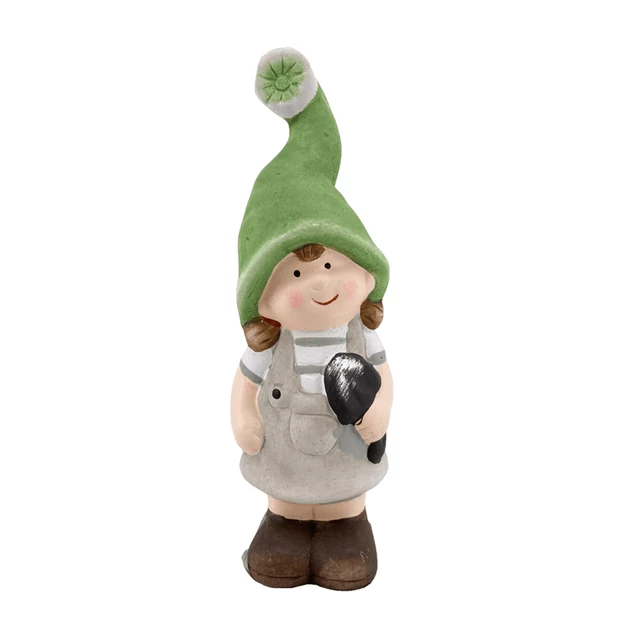 Gyerek figura lány, zöld sapkás  ásóval 18,5cm