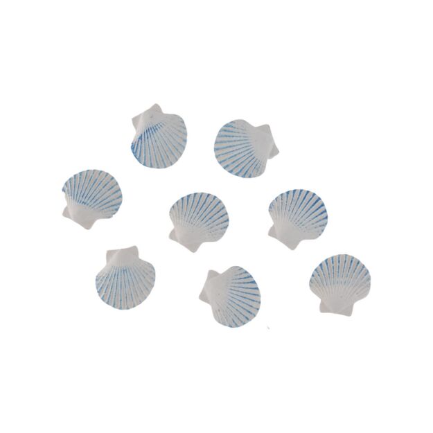 Kagyló öntapadós poly 2,6x2,1x0,7 cm kék,fehér  8db
