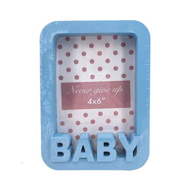 Képkeret műanyag Baby felirattal kék 10x15cm