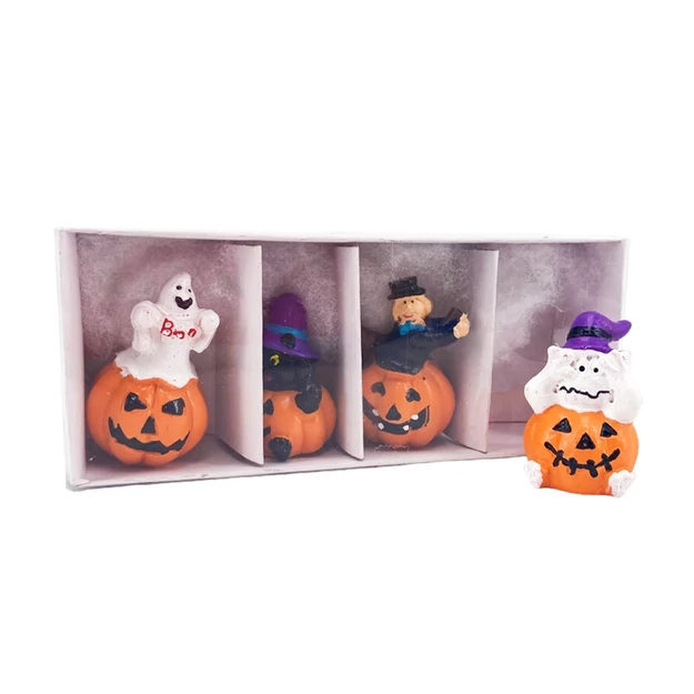Kerámia halloween tök 4db  3,4x5,4cm