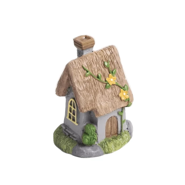 Kerámia ház + virág barna 4,9x6,9cm
