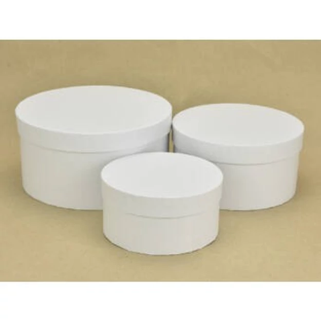 Kerek papírdoboz fehér  3db/szett  (21x10,5cm,18x9,5cm,14,5x7cm)