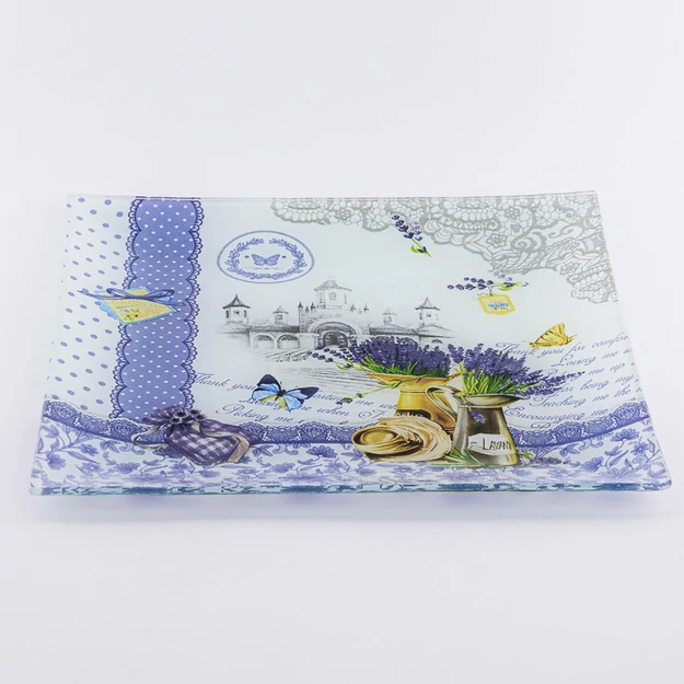 Kínálótál szögletes 20x20cm levendulás