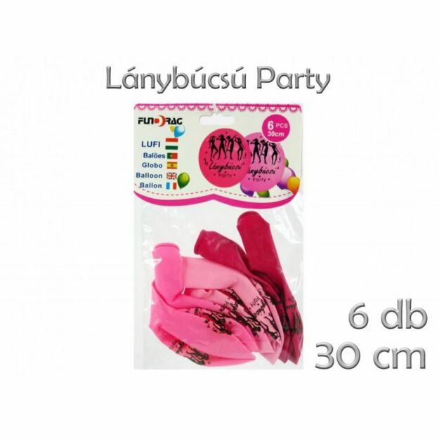 Latex lufi lány búcsú rózsaszín 6db 30cm
