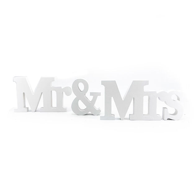 Mr & Mrs asztali felirat fehér 10x47cm
