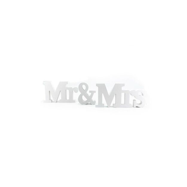 Mr &Mrs felirat fából  16x50x2cm fehér