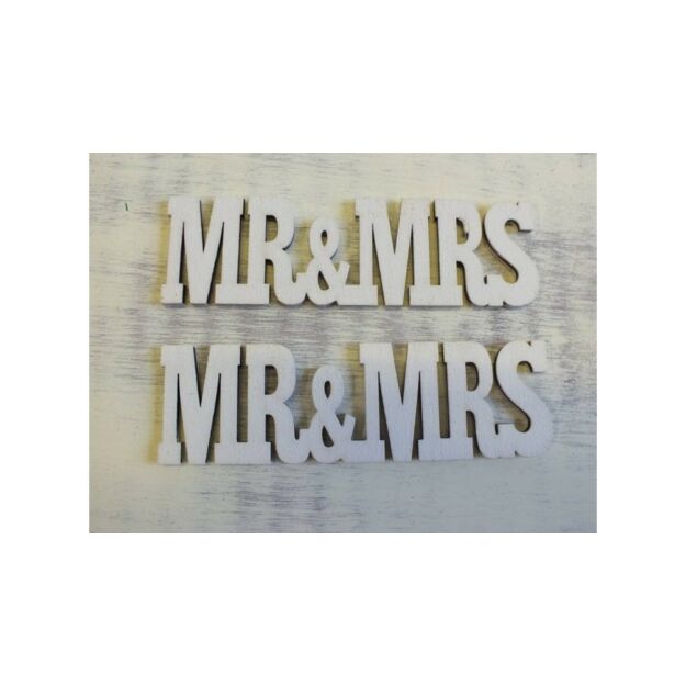 MR & MRS felirat fehér 3x10,5cm 2db/cs
